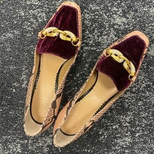 Tory Burch snakeskin and velvet loafers size 7